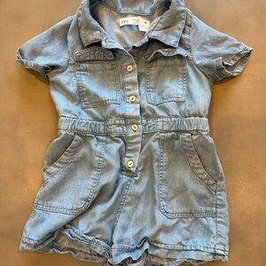 Zara Kids Light Blue Button-Up Romper 3T